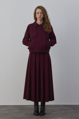 Candy Pileli Etek Bordo