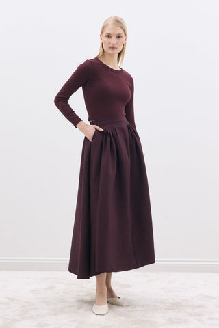 Çok Pileli Etek Mürdüm