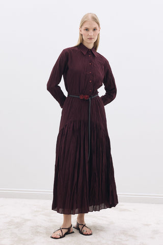 Crease Gömlek / Etek Takım Bordo