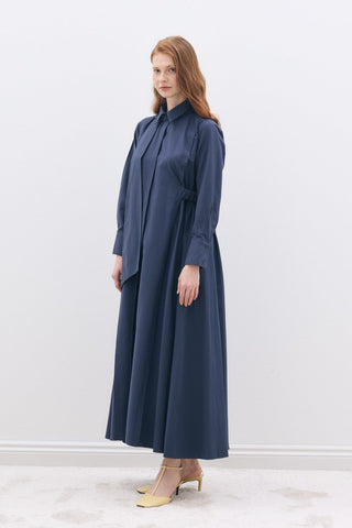 Pila Poplin Elbise Lacivert