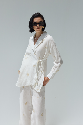 Luna Keten Nakışlı Tunik Ekru