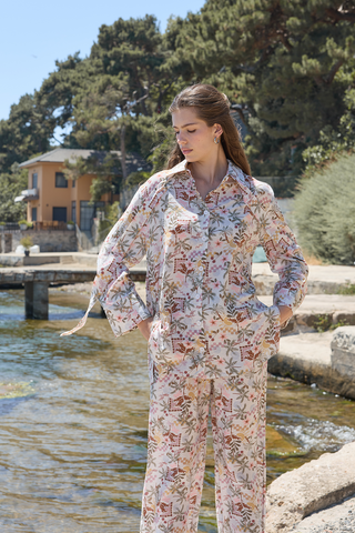 Fıra Gömlek Palmiye Desenli