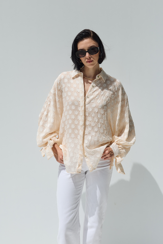 Nis Desenli Gömlek Vanilya