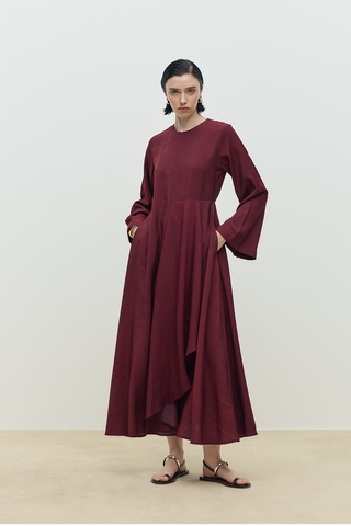 Aure Volan Elbise Bordo