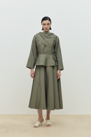 Olin Seyyar Kemerli Elbise Yeşil