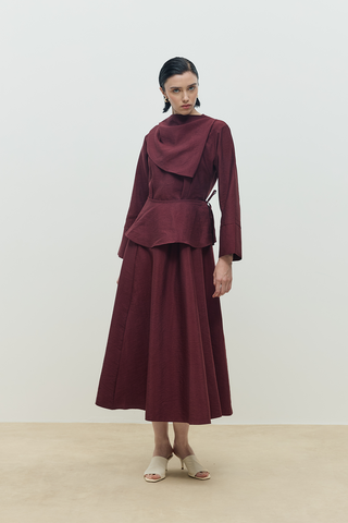 Olin Seyyar Kemerli Elbise Bordo
