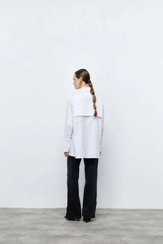 Seul Apoletli Kruvaze Gömlek Beyaz