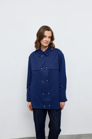 Seul Apoletli Kruvaze Gömlek Lacivert