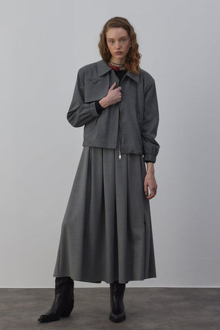 Candy Pileli Etek Gri - Sena Güven