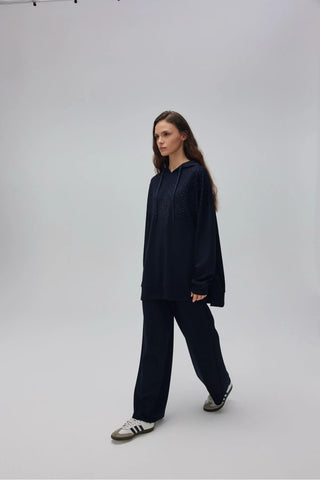 Kapuşonlu Taşlı Oyşo Takım Lacivert
