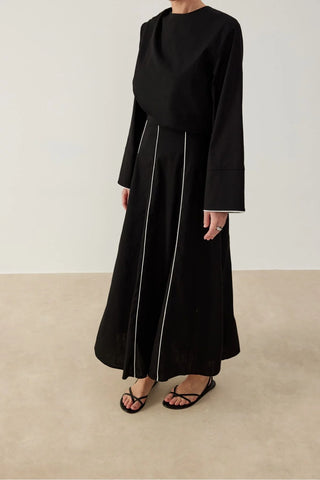 Pely Parça Biyeli Keten Takım Siyah