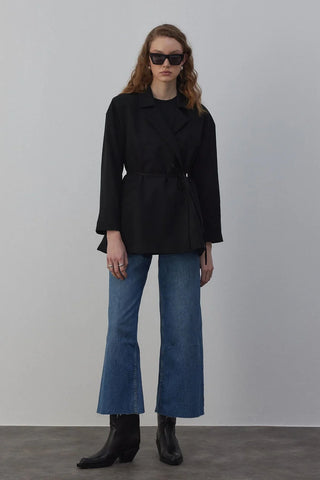 Edy Astarlı Kruvaze Blazer Ceket Siyah