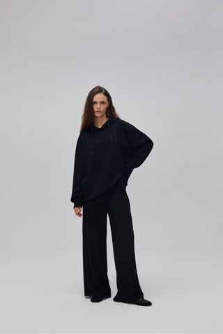 Kapuşonlu Taşlı Oyşo Takım Siyah