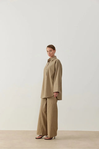 Keten Taşlı Takım Bej