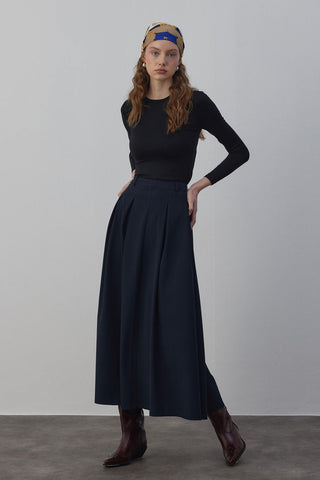 Candy Pileli Etek Lacivert