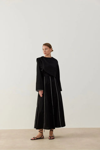 Pely Parça Biyeli Keten Takım Siyah