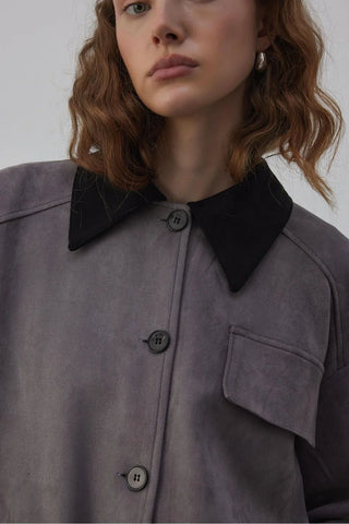 Suti Astarlı Süet Ceket Gri