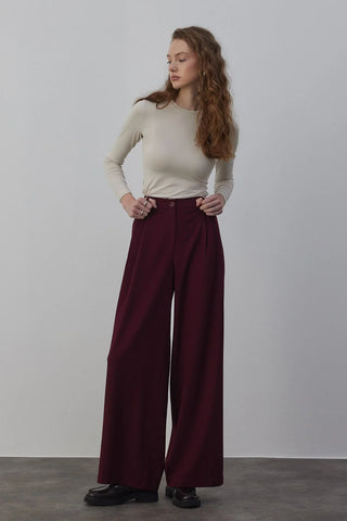 Premium Palazzo Pantolon Bordo