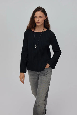 Pilise Triko Bluz Siyah