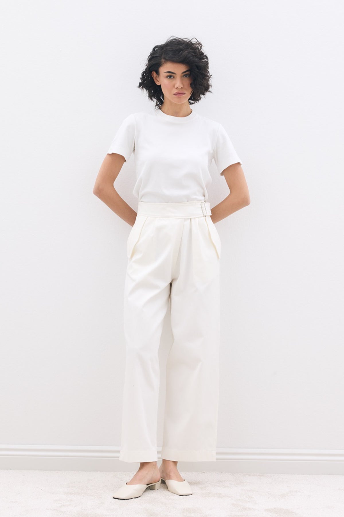 Gabardin Pantolon Beyaz
