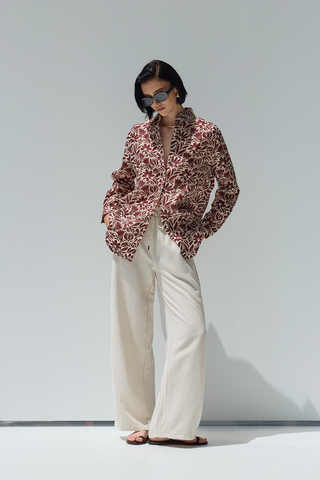 Bol Paça Yüksek Bel Pantolon Naturel