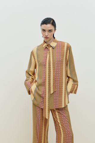 Fıra Desenli Gömlek Sarı