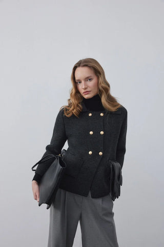 Kruvaze Cozy Hırka Antrasit