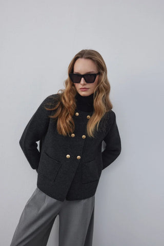 Kruvaze Cozy Hırka Antrasit