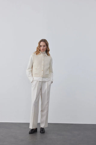 Örgü Triko Süveter Krem