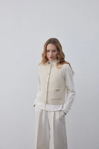 Örgü Triko Süveter Krem