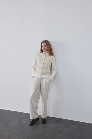 Örgü Triko Süveter Krem