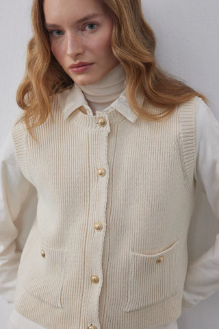 Örgü Triko Süveter Krem