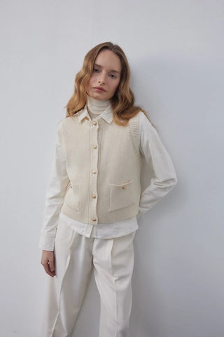 Örgü Triko Süveter Krem