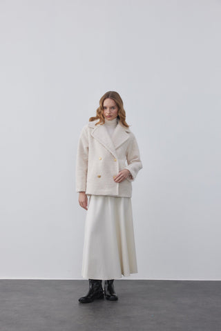 Kruvaze Bukle Kaban Ekru