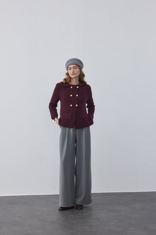 Kruvaze Cozy Hırka Bordo