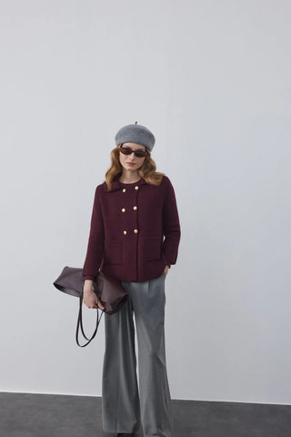 Kruvaze Cozy Hırka Bordo