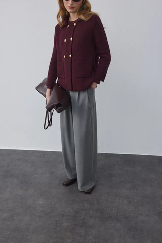 Kruvaze Cozy Hırka Bordo