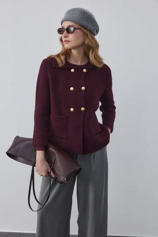 Kruvaze Cozy Hırka Bordo