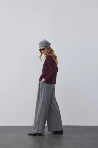 Kruvaze Cozy Hırka Bordo