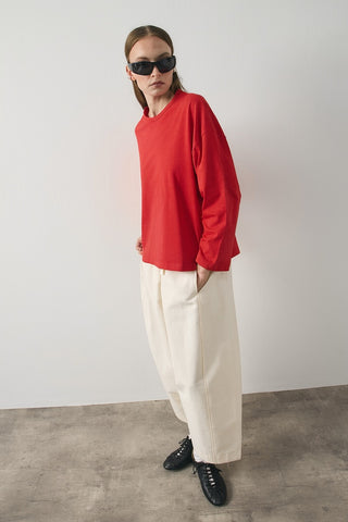 Base Oversize Tişört Kırmızı