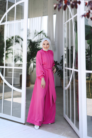 Violet Kuşaklı Tulum Pembe