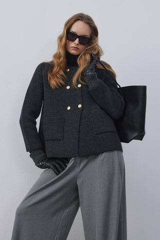 Kruvaze Cozy Hırka Antrasit