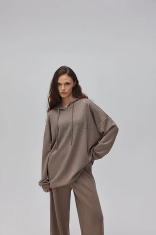 Kapuşonlu Taşlı Oyşo Takım Vizon