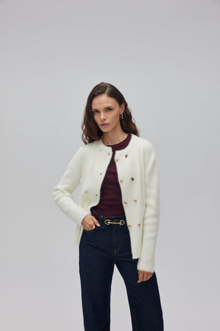 Yumoş Sakallı Hırka Ekru