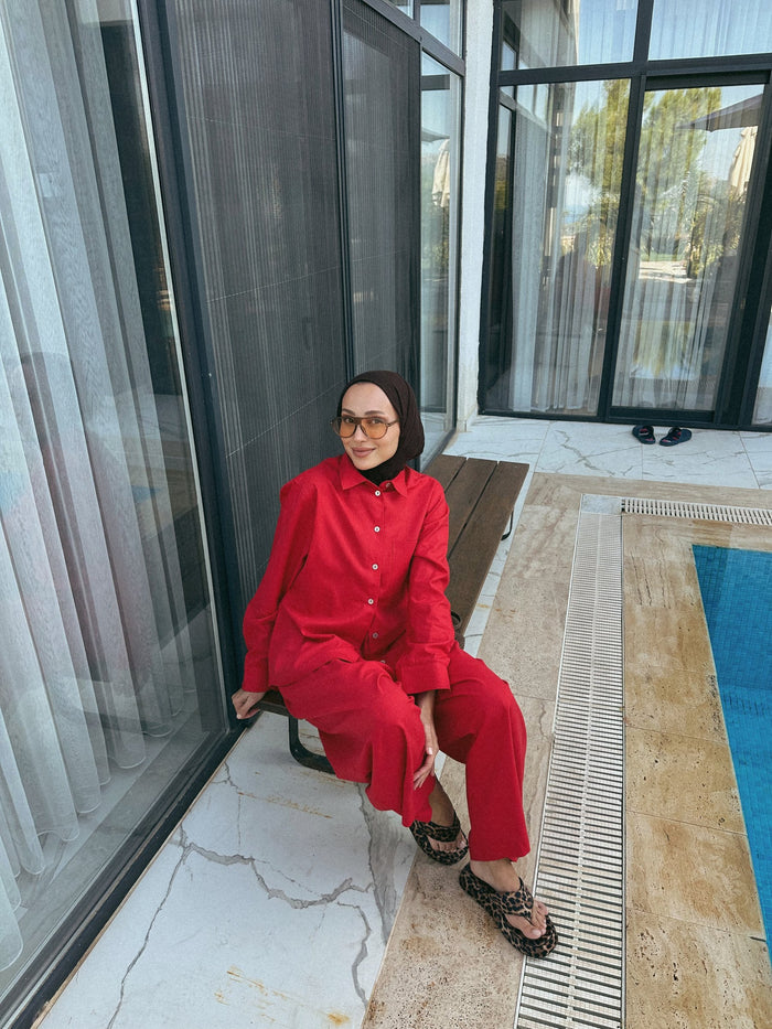 Relax Gömlek Kırmızı & Barell Pantolon