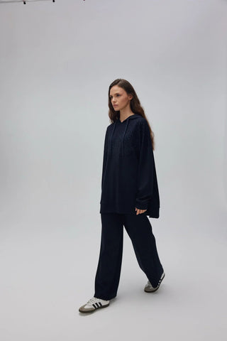 Kapuşonlu Taşlı Oyşo Takım Lacivert