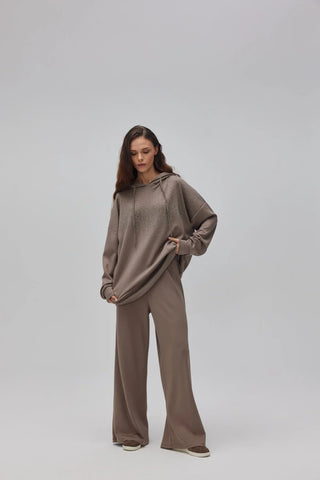 Kapuşonlu Taşlı Oyşo Takım Vizon