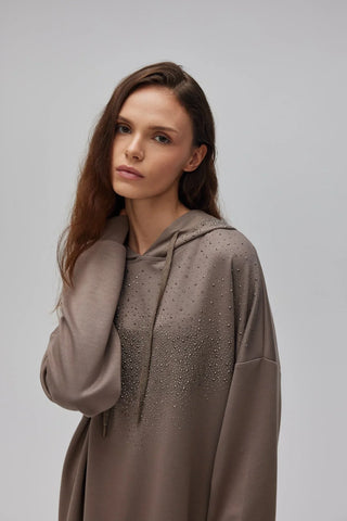 Kapuşonlu Taşlı Oyşo Takım Vizon