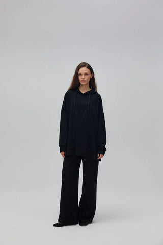 Kapuşonlu Taşlı Oyşo Takım Siyah