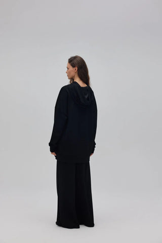 Kapuşonlu Taşlı Oyşo Takım Siyah